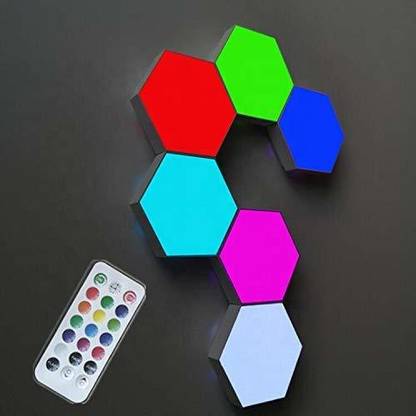 Vibhaga Premium Modular Quantum Multicolor Lights with Touch Sensor & Remote control (Hexagonal Wall Lights)