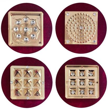 VASTU-SAMADHAN Golden Ultimate Fibre Pyramid ( VSP-Advance 01 ) Improves Concentration , Harmony , Ensure Prosperity and Stability , Reduce Tentions / Obstacles ( 3 x 3 Inch ) ( 150 Gram ) Plastic Yantra