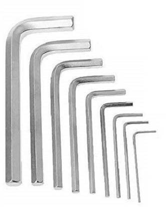 FIXKIT Silver Tone Metal Inner Hex Allen Key Set
