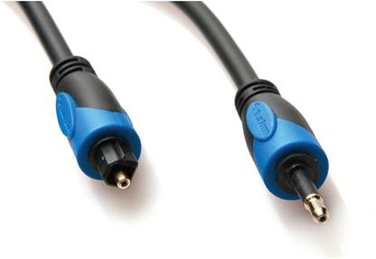 BlueRigger Fiber Optical Cable 1.8 cm Toslink to Mini-Toslink Digital Optical S/PDIF Audio Cable (NOT a 3.5mm aux cable) with strain-relief PVC Jacket and Gold-Plated connectors (6 feet / 1.8 Meters)