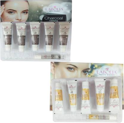 लाबोलीआ 1 प्रीटी वुमन गोल्ड स्पार्कलिंग फ्लावर फैशियल किट (63 GM 10 ML) 1 प्रीटी वुमन चारकोल फेशियल किट (63 GM 10 ML) 73 g