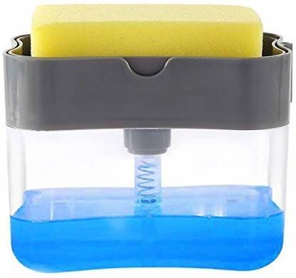 CyberShop Soap Dispenser for Kitchen + Sponge Holder 2-in-1 - Innovative Design - Premium Quality Dish Soap Dispenser - Counter Top Sink Dispenser - Instant Refill - Durable & Rustproof 500 ml Liquid Dispenser