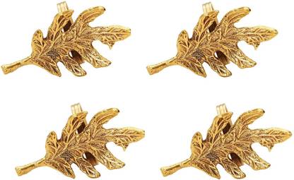 IndianArtVilla Designer Brass Napkin Ring Decoration For Dining Table Setting, Diameter:- 1.6" Inch, Gold, Set of 4 Set of 4 Napkin Rings