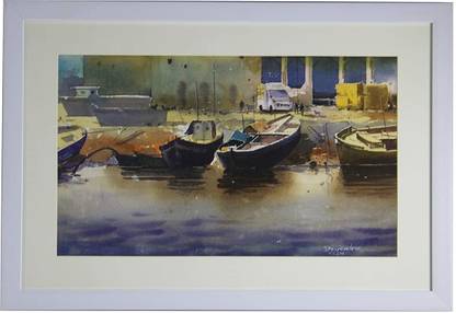 udveg original handmade landscape painting Watercolor 31 inch x 45 inch Painting