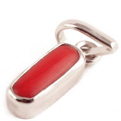 RATAN BAZAAR Coral Pendant original Stone 6.25 carat Moonga stone fashionable and Astrological Purpose for men & women Silver Coral Stone Pendant
