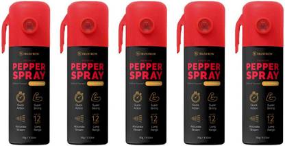 TRUSTROW Ultra Strong Pepper Stream Spray 60 ml Protection and Self Defence for Women , Men and Girls Combo pack of 5 Pepper Stream Spray