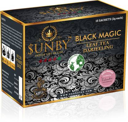 sunby Pure Darjelling Black MagicTea for Weight Loss |100% Natural Loose Leaf Tea with Pyramid TEA BAGS | No Additives Unflavoured Black Tea Bags Box