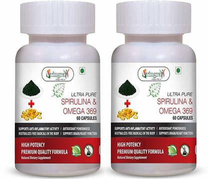 Vringra Omega3 & Spirulina Capsules-Combination Of Spirulina & Omega Capsules (Pack Of 2)