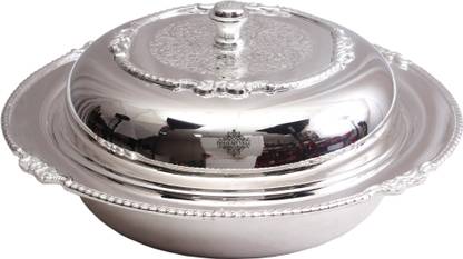 IndianArtVilla Silver Plated Designer Casserole Donga|Volume 1200 ML|Serving Storing Dishes Serve Casserole