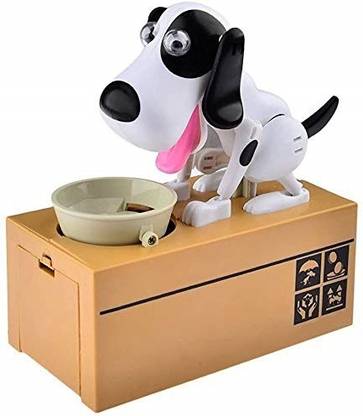 CrazyZone Dog Piggy Bank Robotic Coin Stealing and Munching Toy Savings Money Bank Storage Box,Coin Depository Piggy Bank for Kids (Battery Included) Coin Bank