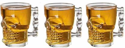 Upscale Halween Skull Beer/Juice Pack of 3 Glass Beer Mug