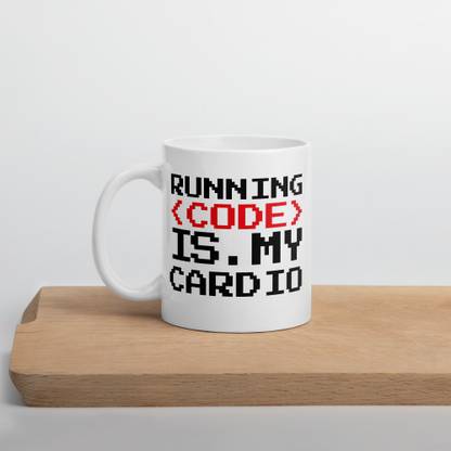 CodersParadise RUNNING CODE IS MY CARDIO- Funny Ceramic Microwave Safe Coffee Tea Cups 11 oz Gift For Programmer, Coder, Software Engineer Ceramic Coffee Mug