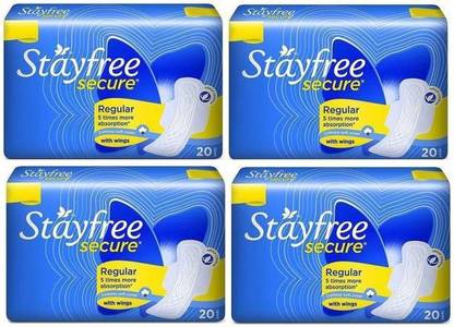 STAYFREE Stayfree Secure Reguller Pad - (20+20+20+20) = 80 pc. Sanitary Pad