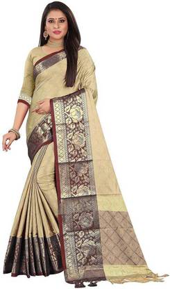 GOPEEE Woven Bollywood Cotton Silk Saree with Unstitched Blouse
