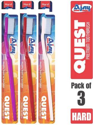 Ajay Quest Tooth Brush Hard (Pack of 3) Hard Toothbrush