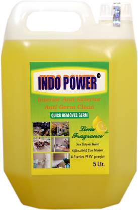 INDOPOWER Disinfectant Sanitizer Spray ANTI GERM CLEAN (QUICK REMOVES GERM) Lemon 5ltr. MULTI