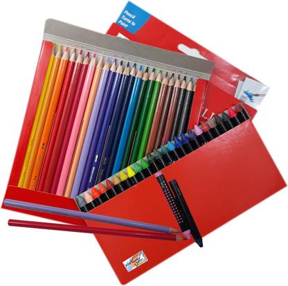 FABER-CASTELL Majestic Basket 24 Shades Wax Crayons Alongwith Water Colour Pencil With Paint Brush