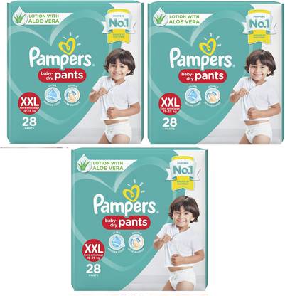 Pampers All round xxl 28+28+28 Protection Pants, Double Extra Large size baby diapers (XXL), 28 - XXL