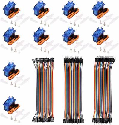 IDUINO 10Pcs SG90 Micro Servo Motor 9G Servo with 120pcs Multicolored Dupont Wire 40pin Male to Female, 40pin Male to Male, 40pin Female to Female Breadboard Jumper Wires for Arduino Motor Control Electronic Hobby Kit