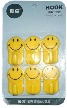Looy Small Size Rectangle Adhesive Hook Wall Sticky Hanger Emoji Hook Heavy Duty Self Adhesive Hook 6