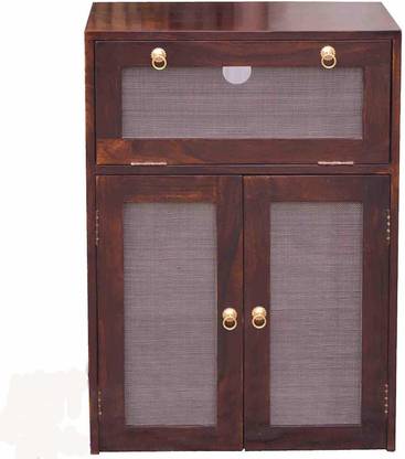 Woodware Solid Sheesham Wood Inverter Battery Cabinet Trolley for Inverter and Battery