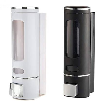NEW WARE (Pack of 2) ABS Liquid Sanitizer Dispenser 400 ML Push Type for Hand Sanitizer,Hand Wash Soap Black and White 400 ml Liquid, Soap Dispenser