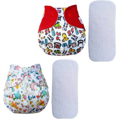 sunbaby TICKY BOTTOM set of 2 Reusable Washable Waterproof Baby Cloth Diaper + 2 Dryfeel highly absorbent Terry Insert, Open Pocket Diaper, Soft microfiber inner cloth lining, Adjustable 4 in 1 size for Growing Babies