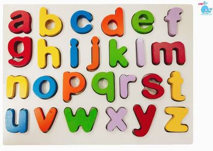 HNT 3D Wooden Alphabet Small Letters Puzzles Toys for Kids (Multicolor)