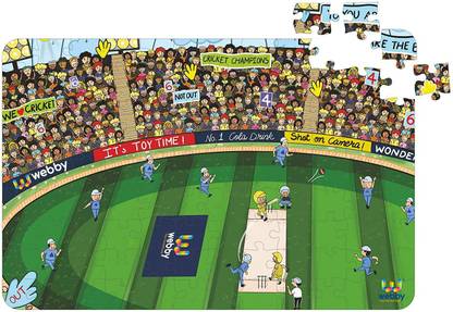 Lattice Cricket Match Wooden Jigsaw Floor Puzzle, 108 Pcs