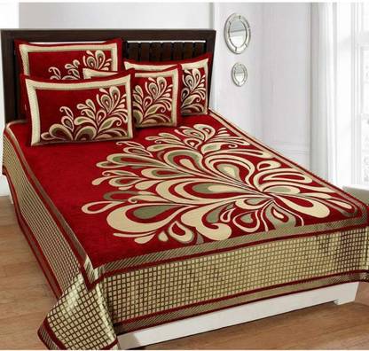 LE-VENTURE 500 TC Velvet King Floral Flat Bedsheet