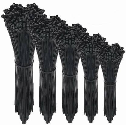 ART IFACT 500 Pieces Combination of Nylon Cable Tie 100 pcs each 4 inch, 6 inch, 8 inch, 10 inch and 12 inch,- Black Nylon Standard Cable Tie