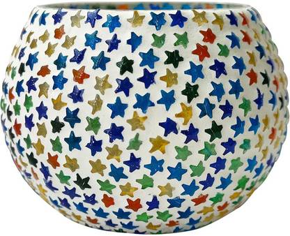 AmigosCorp Star Glass Mosaic Votive Candle Holder Glass 3 - Cup Tealight Holder Set