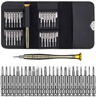 Techtest Screwdriver Set 25 in 1 Screwdrivers Wallet Kit Repair Opening Tool Kit for Cell Phone Mobile Phone And Electronic Devices Screwdriver Set 25 in 1 Screwdriver Bit Set