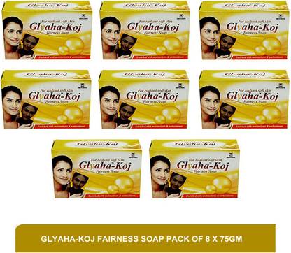 Glyaha-koj सोप - डर्मेटोलॉजिस्ट रेकमेंडेड मॉइस्चराइजिंग सोप(पैक ऑफ 8)75g