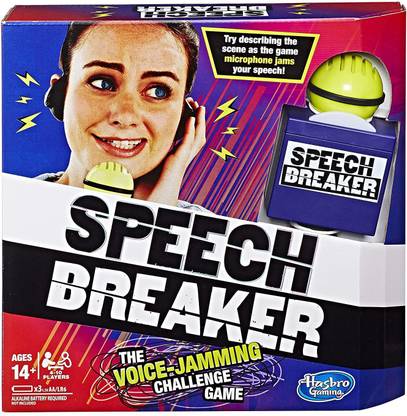 Hasbro Speech Breaker Game Voice Jamming Challenge Microphone Headset Electronic Party Game E1844
