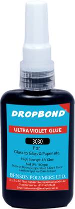 drop bond GLASS TO GLASS & GLASS to PAPER Ultra Violet Glue (UV 3030) Adhesive
