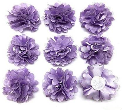PEPPERLONELY 10PC Set Lavender Lace Chiffon Peony Fabric Flowers2 Inch