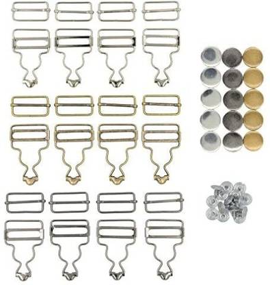 DGOL 12 Sets 3 Color Suspender Buckle,Tri-Glide Overall Buckles with 15 Sets Copper Buttons Full Set (1-1/2 inch)