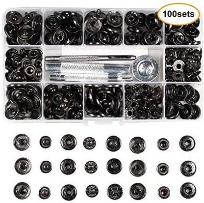 Wenzhou Inton 100 Sets 1/2" Brass Leather Snap Fasteners Kit12.5mm Button Snap Press Studs Rapid Rivet Button for ClothesJeansBracelet