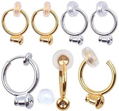 Jdesun 12 Pieces Clip-on Earring Converter Components with Post and 12 Pieces Silicone Earring Pads for None Pierced Ears2 Colo