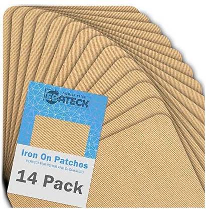 Ebateck 14Pcs Iron On Patches for Clothing KhakiFabric Patch Repair ClothesFix Couch Pants Pockets Holes Knees Elbow - Upgrade A