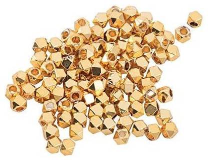 PH PandaHall 100 Cube Spacers Beads Cornerless Cube Metal Beads for Bracelet Necklace Jewelry Making2.5mm