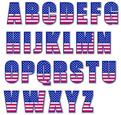 fanbriliant 2 Inch Leters Iron On for Sports Team T-Shirt Jersey (2 inch American Flag Letters)