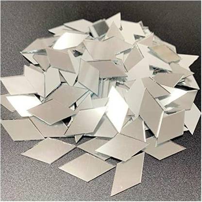 NUORUI 1" x 1/2" Diamond Shape Mirror Mosaic Tiles Craft Mirrors Bulk 150 Pieces