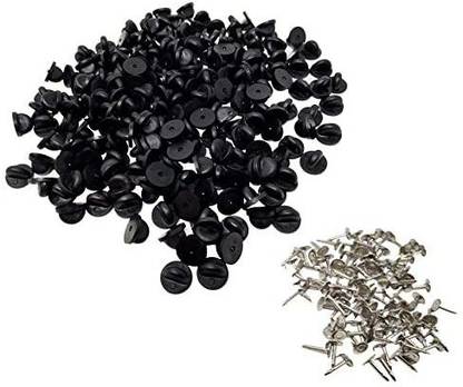 Hongfa 100 Pack Tie Tacks Blank Pins with 100 Pack PVC Rubber Pin Backs