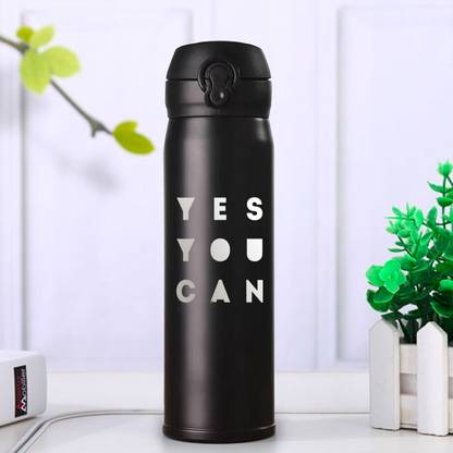 iKraft Yes You Can Printed Engraved Insulated Vacuum Flask with Easy Push Button 500 ml Flask