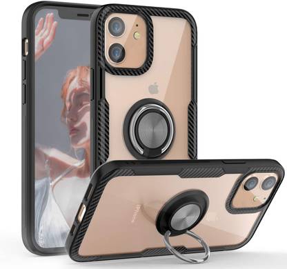 Backlund Back Cover for Apple iphone 12 MINI Case, [Hard Transparent Back] Clear [360° Ring Stand] Shock Absorption