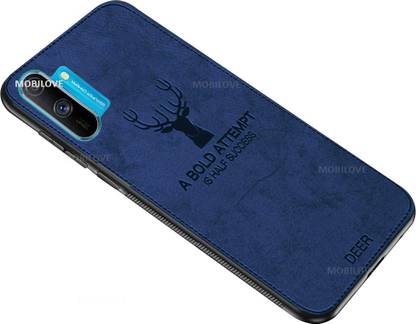 MOBILOVE Back Cover for Realme C3 | Deer Pattern Cloth Texture Leather Finish Soft Fabric Case Hybrid Protective
