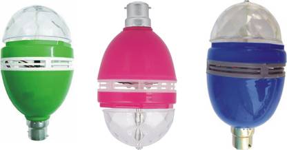 ElectroEstate LED Disco Light Bulb 360 degree Rotating for Diwali/Birthday/New Year etc. Strobe Bulbs Multi Changing Color Crystal Stage Party Lights Disco Lamp for Party Bar Lumiere. Disco Ball Set