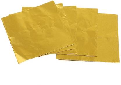 noble foods Candy Sweets Chocolate Wrapper Golden Aluminium Foil - Gold (250 Pieces) Size - 8cm*8cm (Wrapper only) Aluminium Foil